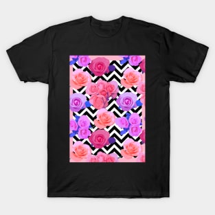 Digital Floral Chevron Pattern T-Shirt